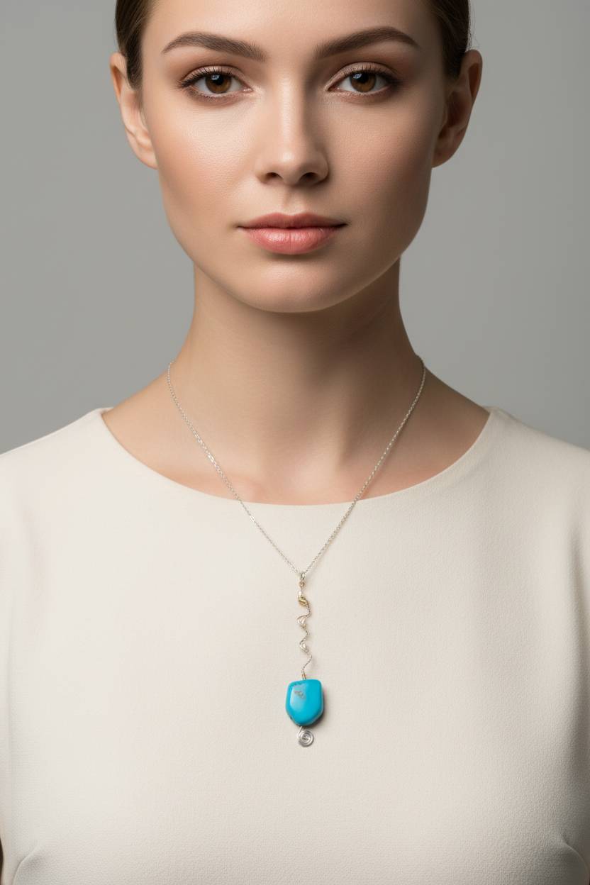 Turquoise & Pearl - Our Original Design on Model