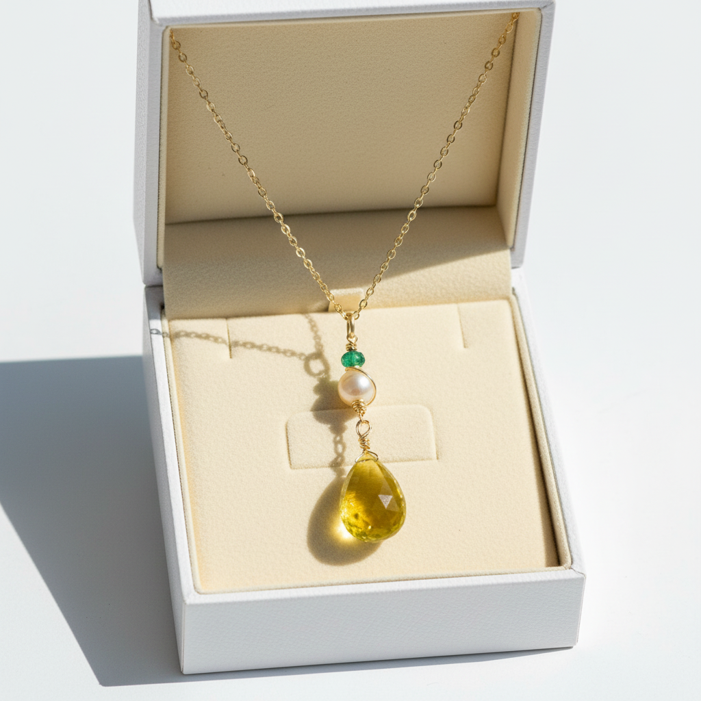 Wire-wrapped pendant in gift box